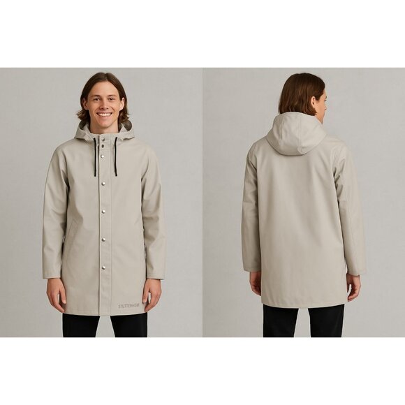 STUTTERHEIM Stockholm Raincoat XXS Light Grey Hooded Jacket – Unisex - Picture 2 of 11